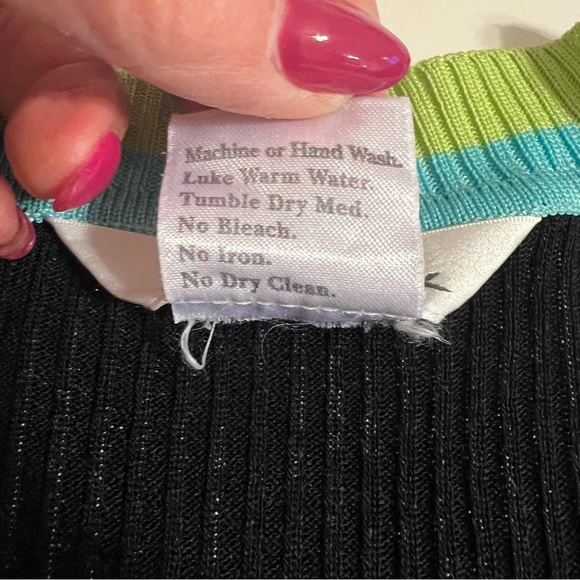 Exclusively Misook Black Green/Blue Trim Long Sleeve Cardigan Sz S - Picture 4 of 12